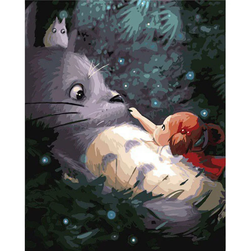 Totoro.40x50cm, картина по номерам, сделай сам, настенное искусство, декор гостиной, пейзаж, фигура, животное, цветок, мультфильм