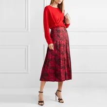 Горячая осень красная половина юбка рисунок головы тигра ткань с цифровой печатью на заказ новая предпродажа женская одежда оптом