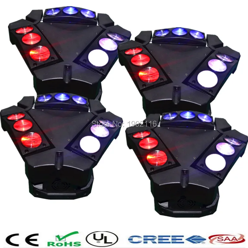 

4pcs/lot Free shipping mini LED Infinite Rotated Beam Moving Head/LED Spider Light/ 9x10w RGBW 4in1 LED Beam wash Effect