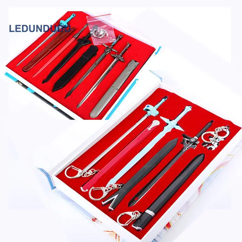 Sword Art Online Cosplay Accessories set Kirito Weapons Sword Keyrings Action Figures Toys SAO Asuna Collection Necklace Pendant Sword Art Online Cosplay Accessories set Kirito Weapons Sword Keyrings Action Figures Toys SAO Asuna Collection Necklace Pendant