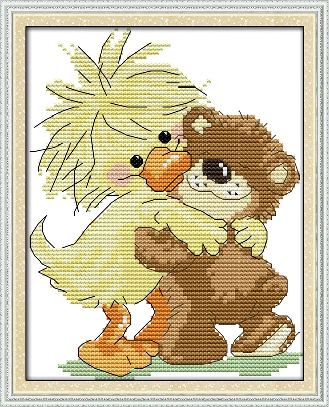 

A yellow baby duck, counted printed on fabric DMC 14CT 11CT Cross Stitch kits,embroidery needlework Sets, Home Decor