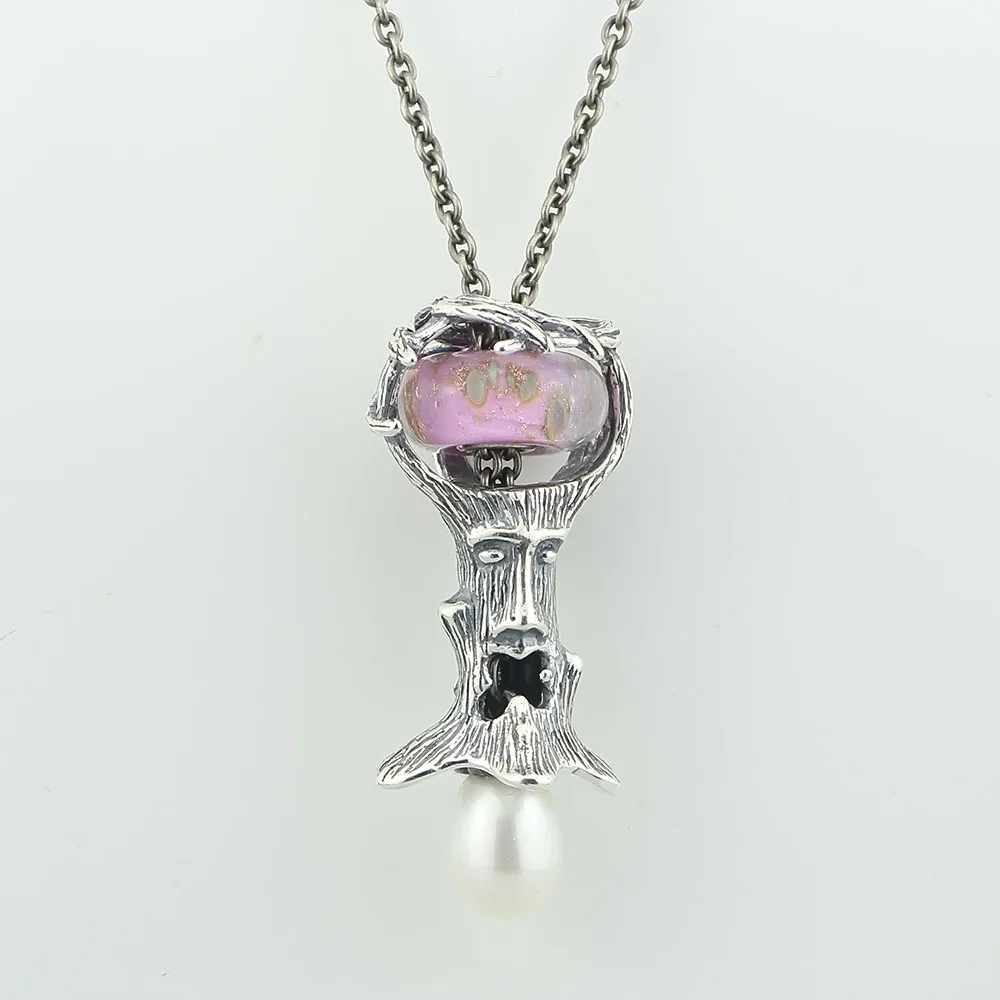 Ожерелье подлинное 925 пробы Серебряное фантазийное ожерелье с белым жемчугом цепочка подвеска свисающее ожерелье троллей женское ювелирное изделие
