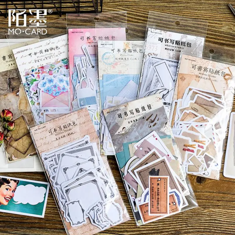 

45pc Vintage Classic Retro Memory Decorative Stickers Diary Scrapbooking Sealing Sticker DIY Retro Paper Sticker Stationery Gift