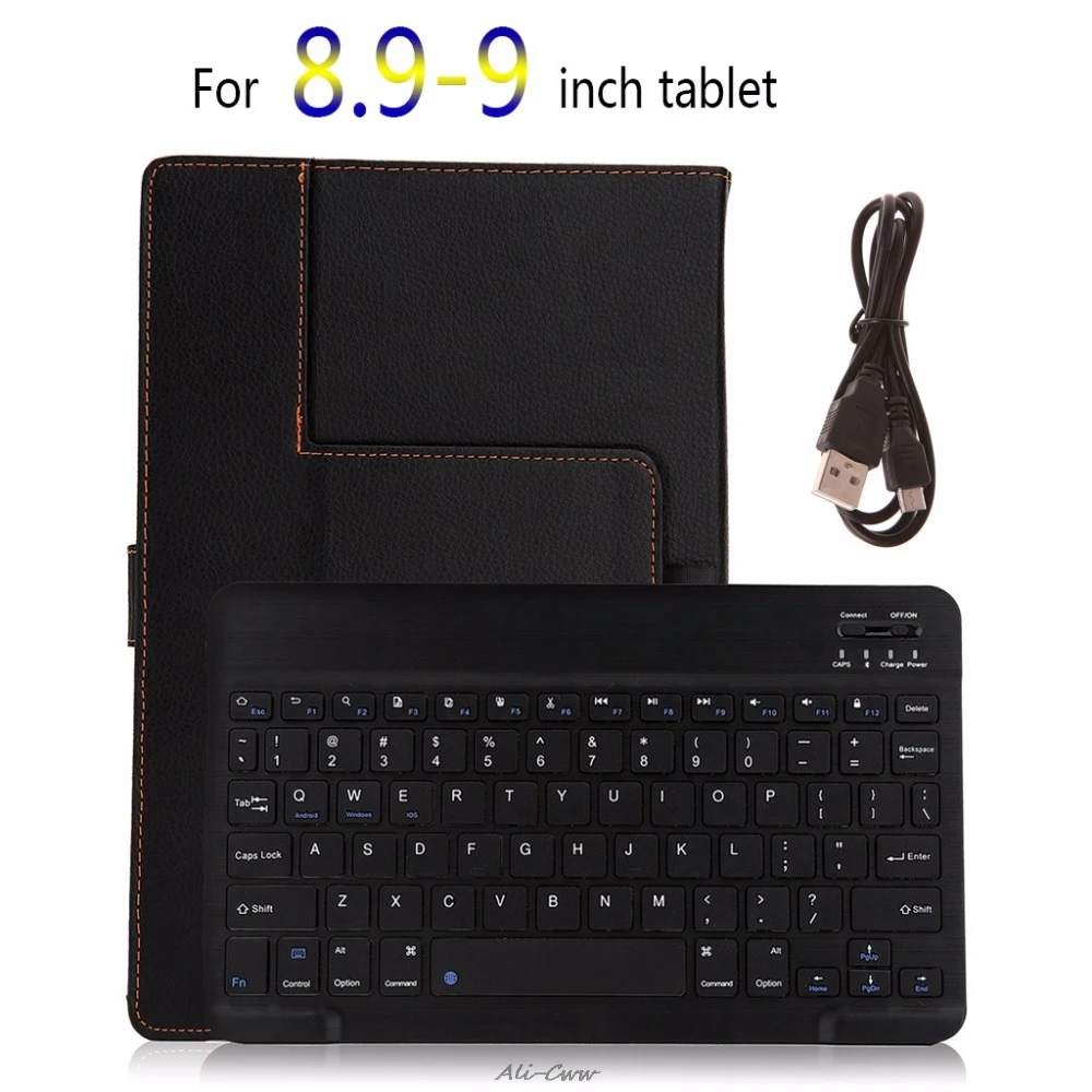 Protective Folding Bluetooth Keyboard Case Faux Leather Cover Folio