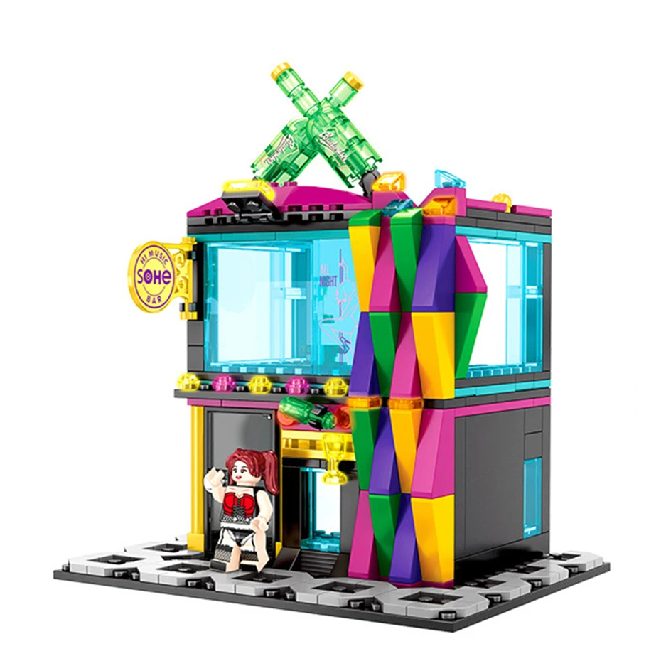 

MEOA NEW 601022 City Creator Series KTV Bar Pub Set Building Blocks Bricks Streetscape View Model Compatible Friend Juguetes