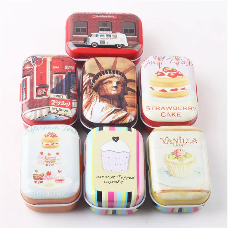 

Random Pattern Dispatched Small Size Lovely Flower Iron Tin Storage Bag Gift Mini Jewelry Box Decor Card Pill Case #52042