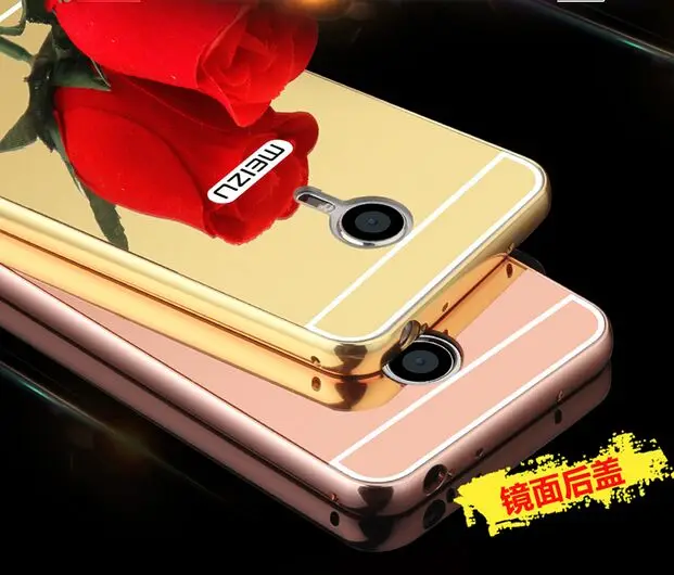 Роскошный алюминиевый металлический каркас + PC акриловое зеркало чехол для Meizu Pro5