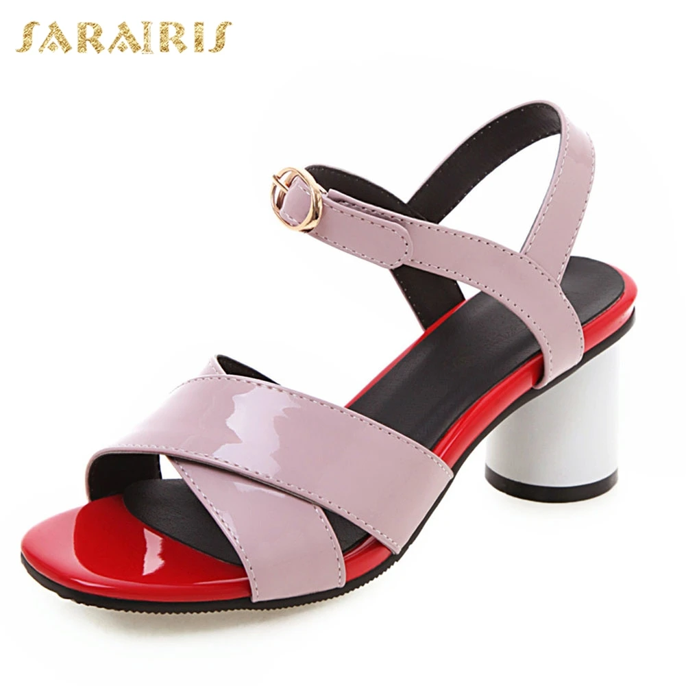 

Sarairis 2019 Women Shoes Big Size 31-43 Ankle Strap Mixed Colors Shoes Woman Summer Sweet Party Sandals