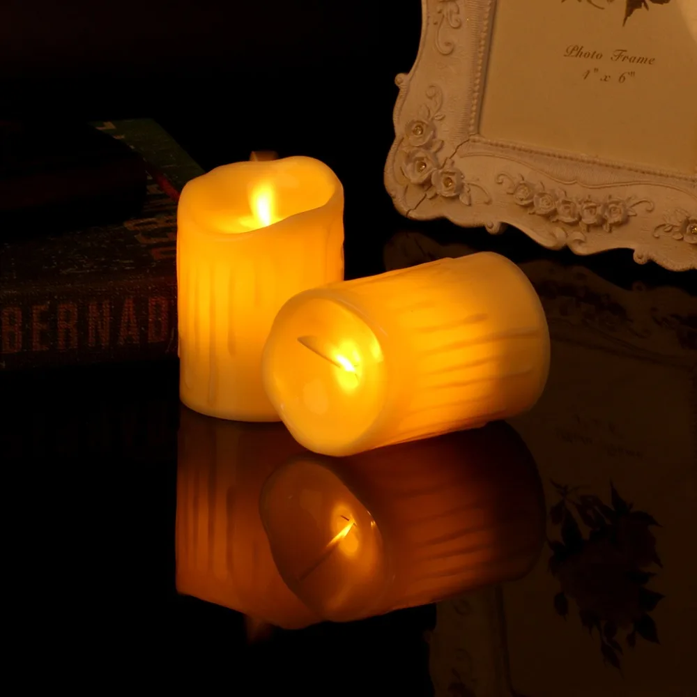 Беспламенный светодиодный светильник-свеча, Электрический мерцающий чайный светильник, лампа-Свеча для свадьбы, рождественской вечеринки, домашнего декора