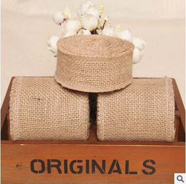 

Christmas 10M Natural Jute Burlap Hessian Ribbon with Lace Trims Tape Rustic Party Decor wedding cake topper