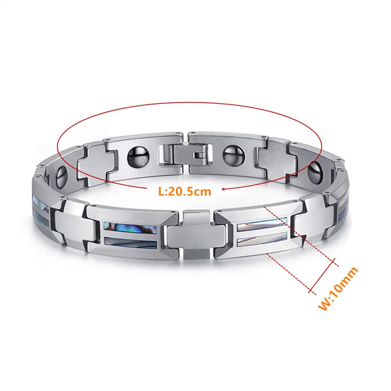 Вольфрамовый Карбид инкрустация оболочки магнитный браслет для мужчин 10*205 мм натуральный корпус вольфрамовые стальные браслеты женские ювелирные изделия
