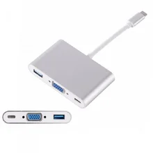 3-в-1 USB 3.1 Тип C to VGA Adapter Тип кабеля-C USB 3.0 Зарядное устройство зарядки Порты и разъёмы цифровой мульти Порты и разъёмы Адаптеры для сим-карт gdeals