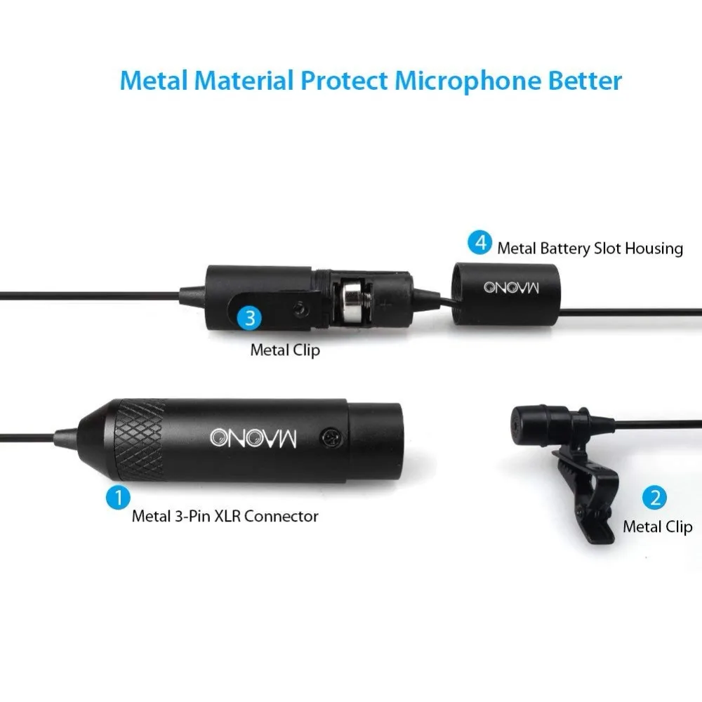 MAONO XLR петличный микрофон конденсаторный всенаправленный Металлический Нагрудный микрофон клип-на микрофон для Canon sony DSLR камера видеокамера