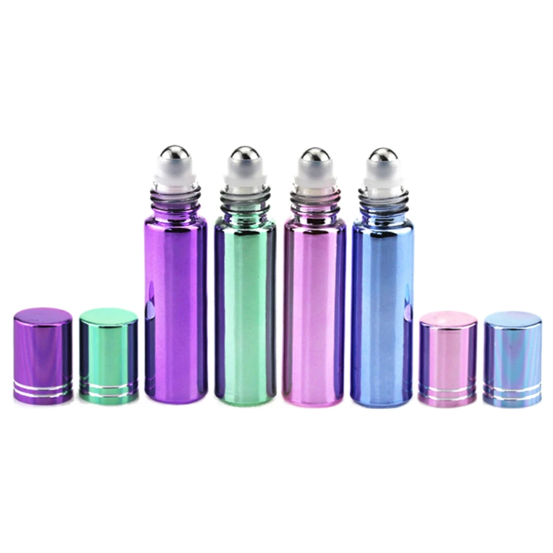 10ml Perfume Empty Glass roller bottle With Gold Lid Electroplated roll