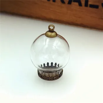 

20sets 20x12mm glass globe crown base with 8mm cap set glass vial pendant glass cover jewelry accessory