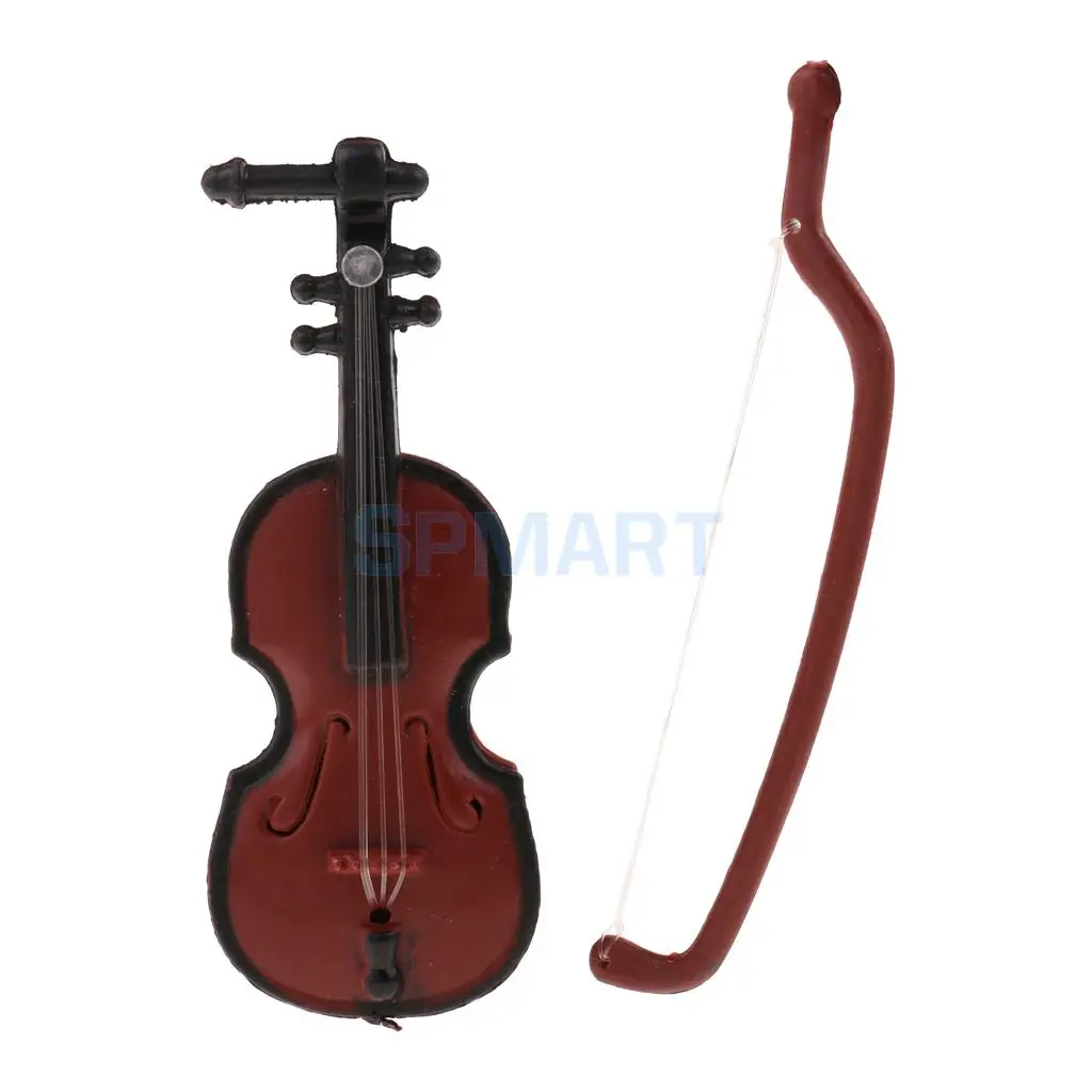 

1/12 Dolls House Miniature Plastic Violin Musical Instrument Model Figures Display Decor Figures Toy Dolls Accessory Kids Gift