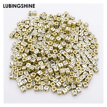 200 шт черные цветные квадратные английские буквы золотого и серебряного цвета алфавит акриловые бусины для самостоятельного изготовления ювелирных изделий браслеты