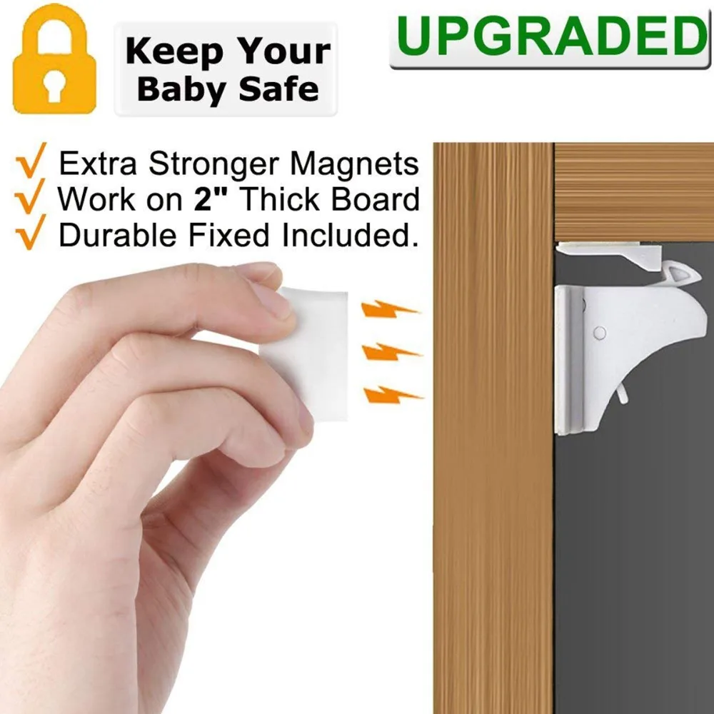 

Magnetic Child Baby SafetyLock Protection Cabinet Door Lock Kids Drawer Locker Security Invisible Lock 4/8pcs lock+1/2keys