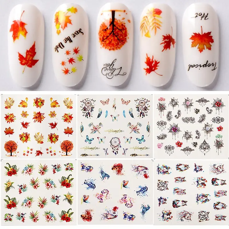 

MEET ACROSS 1 Sheet Nail Art Water Transfer Stickers Dream Catcher Design Watermark Decals Manicure DIY Decoration