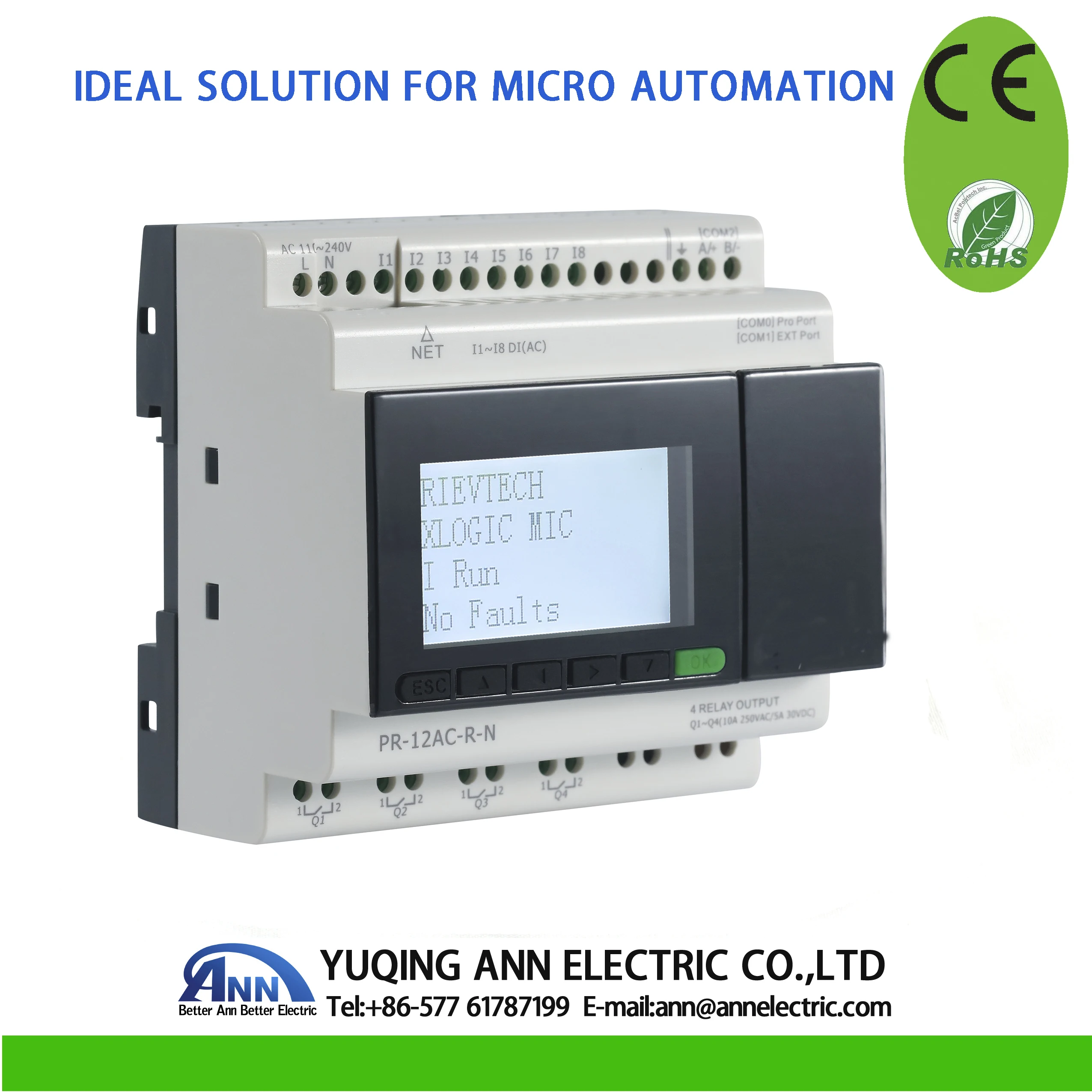 PR-12AC-R-N with LCD without cable AC 110V- 240V8 AC (I1--I8) 4 relays outputMicro PLCsmart relay