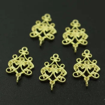 

Filigree Flower Charms Pendants Brass Metal Hanger Connectors Earrings & Pendants Supplies Die Casting Findings DIY Jewelry