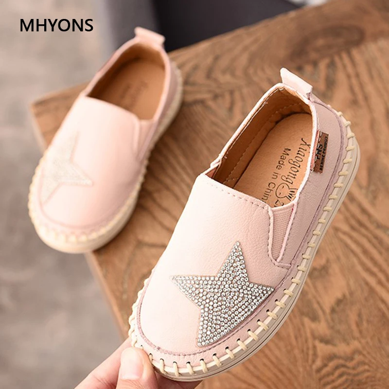 Sapatos para Meninas das Crianças de Outono Novos Strass Sapatos Pentagrama Lantejoulas Princesa Menina Preguiçoso Tênis Único 2020
