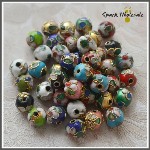 200pcs/lot Wholesale Mixed Colors 8mm Cloisonne Beads Handmade Flower Enamel Beads DIY Loose