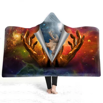 

Europe and The United States Winter Hooded Blanket Thick Double Cloak Fur Three-dimensional Digital Printing Beach Towel