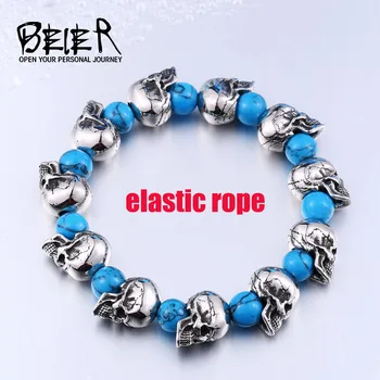 

Beier 316L Stainless Steel bracelet punk skull Bracelet For Vintage Cool Style Men's Bracelet Jewelry LLBC8-039R