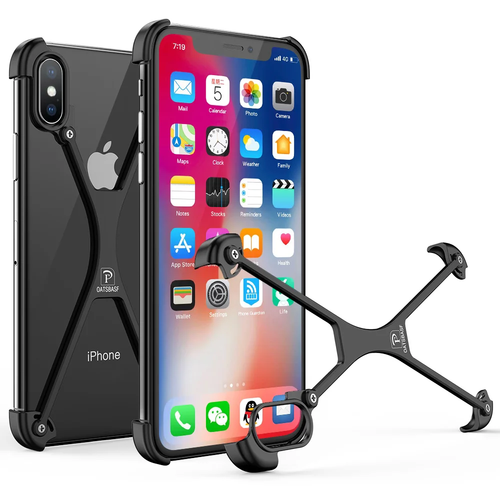 

PADCOVER X Shape with Ring Holder case For iPhone XS max case for iPhone XSCase Metal Bumper For iPhone X With Gift Glass Film
