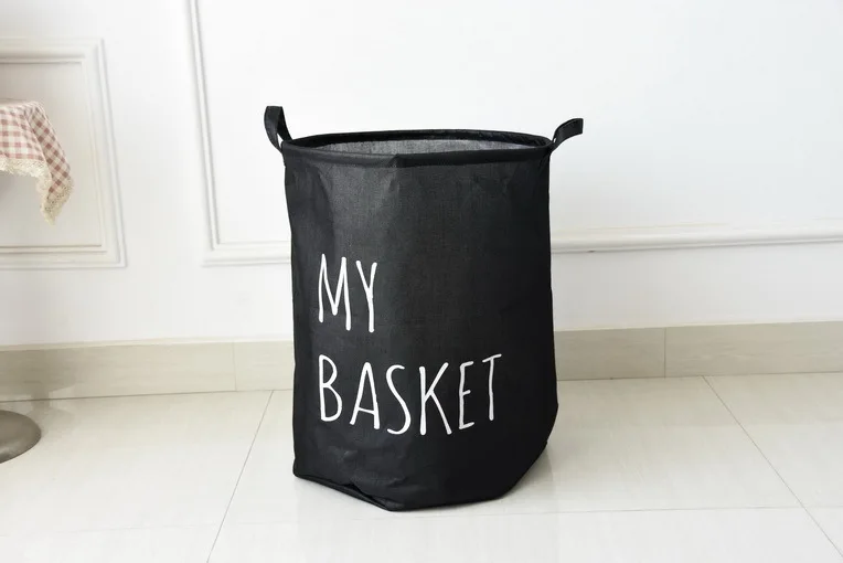 Моя корзина, хлопковое белье, открывающееся ведро для белья Zakka, стиральная корзина, складные корзины для хранения игрушек 40*50 см - Цвет: black
