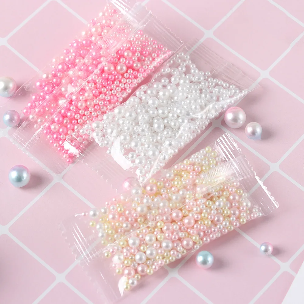 

500PC Mix Rainbow Color Round UV Resin Garment Beads no Hole Loose Imitation Pearl Craft Sewing Knitting Jewelry Making Supplies