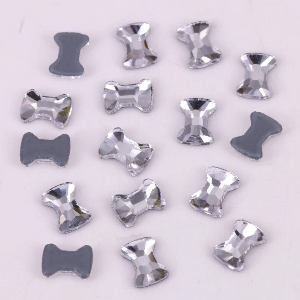 

High Quality Bow Tie Crystal Clear Flat Back Hotfix Rhinestones Iron On Flat Back fancy hotfix Crystals batteryfly tie shapes