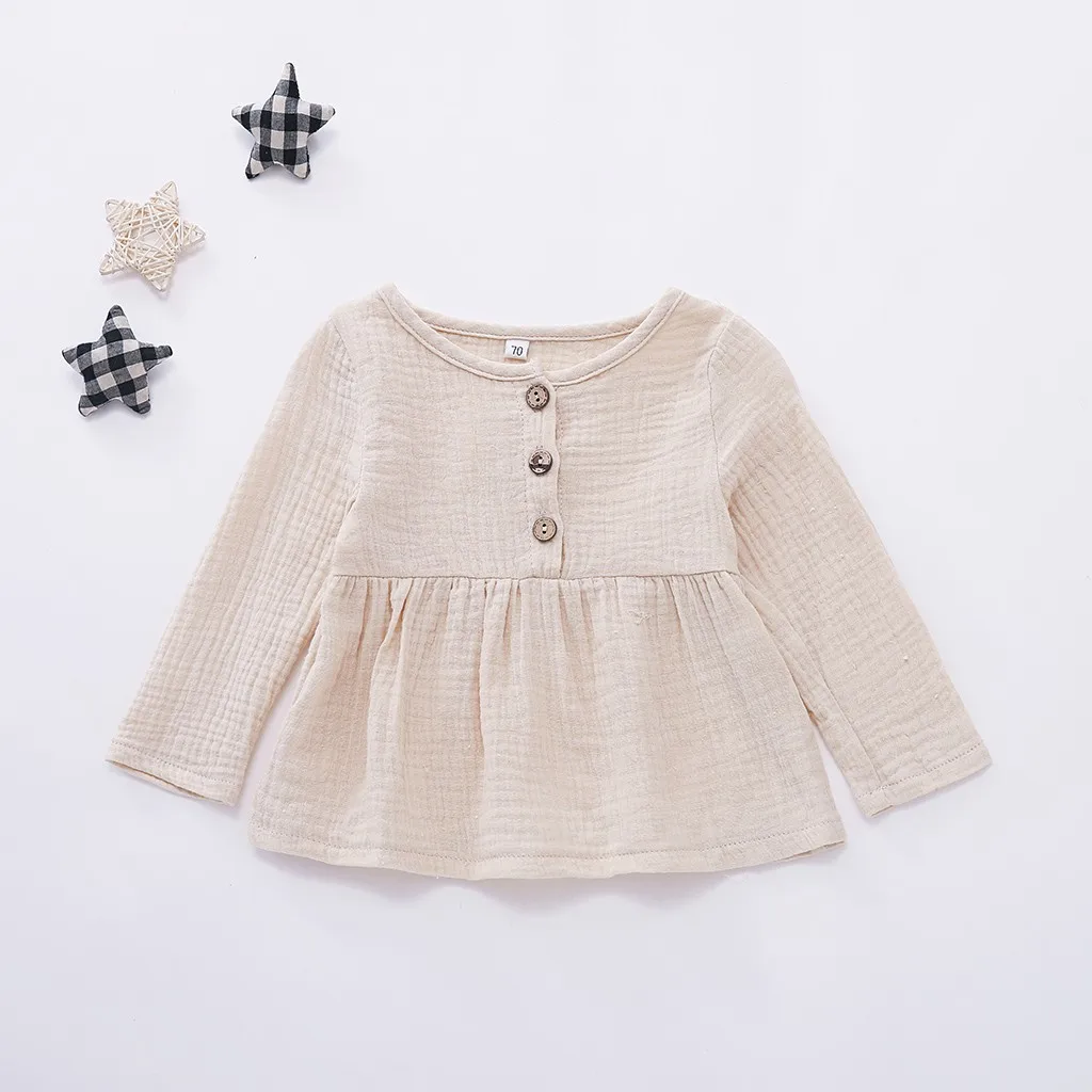 

SAGACE baby dress Toddler Newborn Baby Girls Long Sleeves Button Princess Dress Clothes Cotton princess dress for girls kids