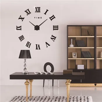 

Large-size EVA Adjustable Wall-mounted DIY Clock Personality Art 3D Mirror Wall Clock Silent Clock Decorative Clock