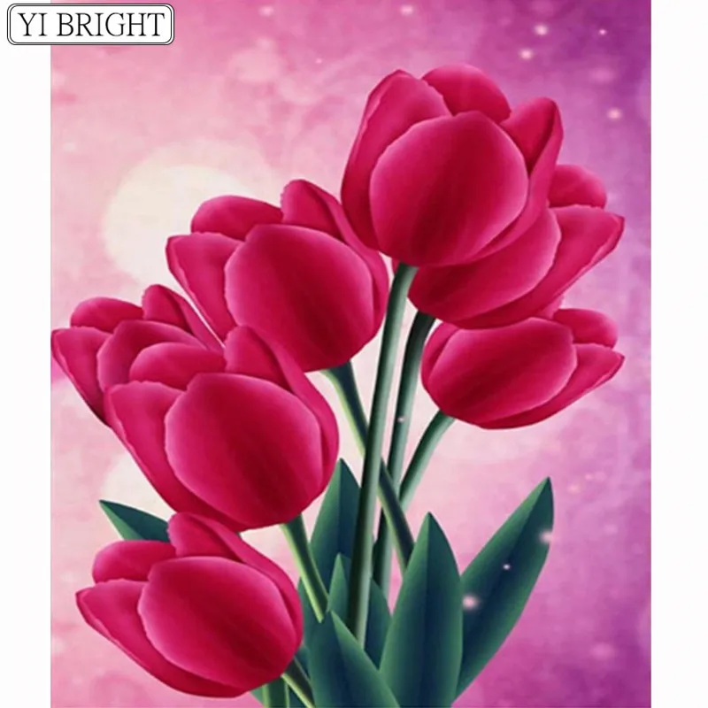 5D-DIY-Diamond-Painting-Red-tulip-Flower-Embroidery-Full-Square-Diamond-Cross-Stitch-Rhinestone-Mosaic-Painting LK1