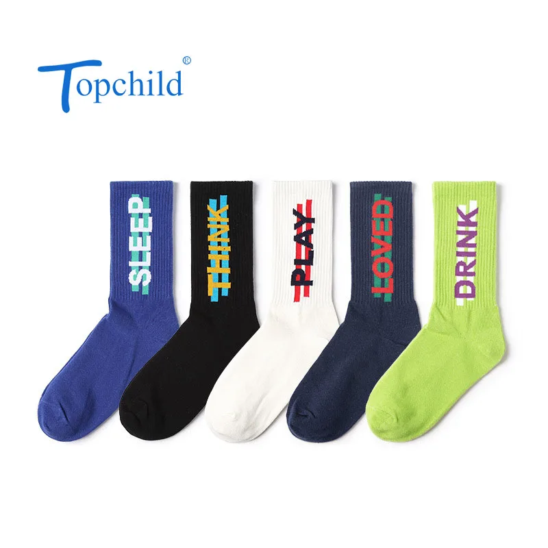

Topchild tide Hip Stripe socks happy motion Retro sock happy fashion winter thick Warm unisex Casual socks