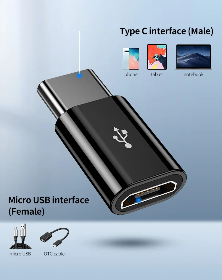 YBD type-c штекер Micro USB Женский адаптер OTG Micro USB-type C зарядное устройство переходник конвертер Micro USB к USB c адаптер