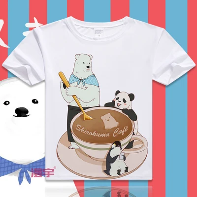 Anime Shirokuma Cafe Panda Cute Soft Cotton Blend T-Shirt Tee Summer Short  Sleeve Tops Unisex Cosplay S-XXXL