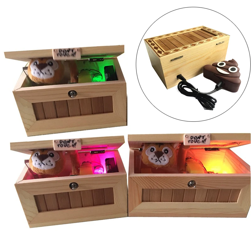 

New Upgrade Wooden Electronic Useless Box with Sound Cute Tiger Funny Toy Girl Friend Gift Stress-Reduction Desk Decoration