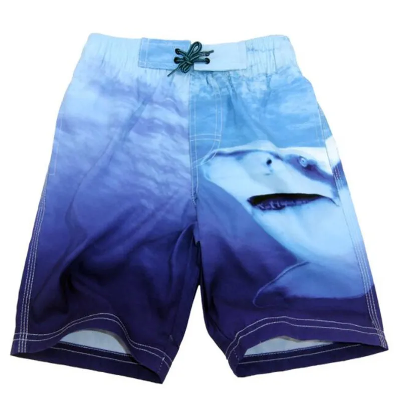 Quick Dry Swim Trunks, Blue Sharks Men's Swimwear