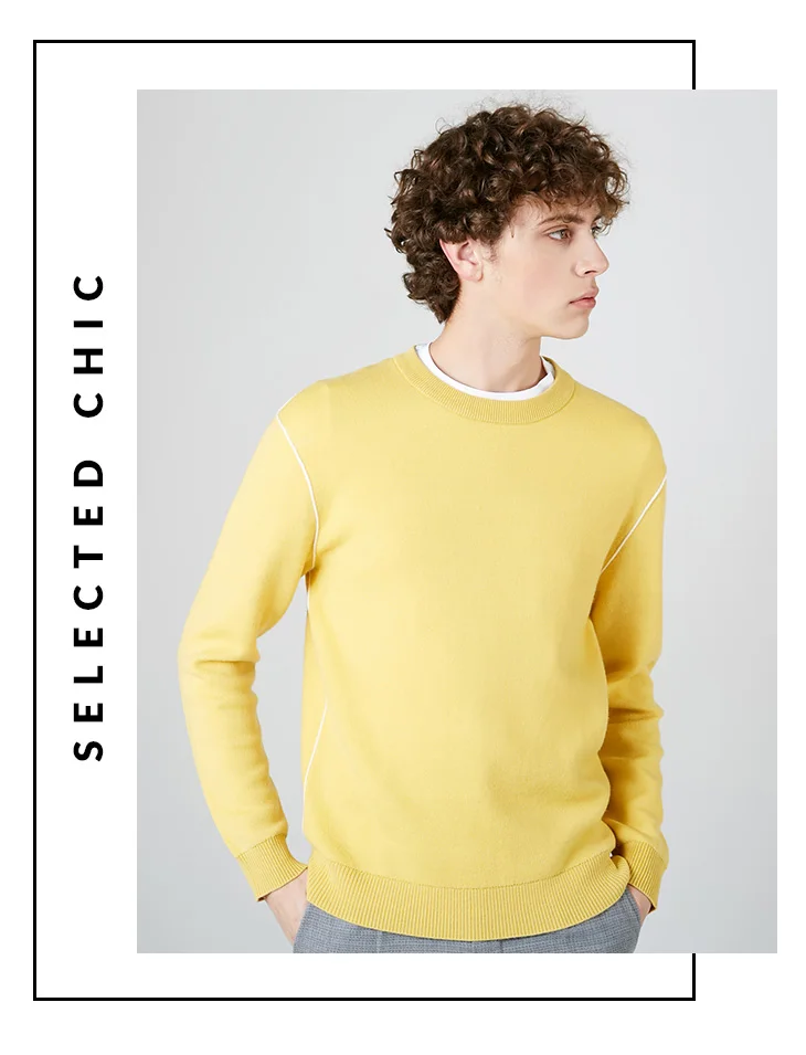 Отборный Мужской Хлопковый пуловер с круглым вырезом, свитер, контрастная трикотажная одежда с | 419124520