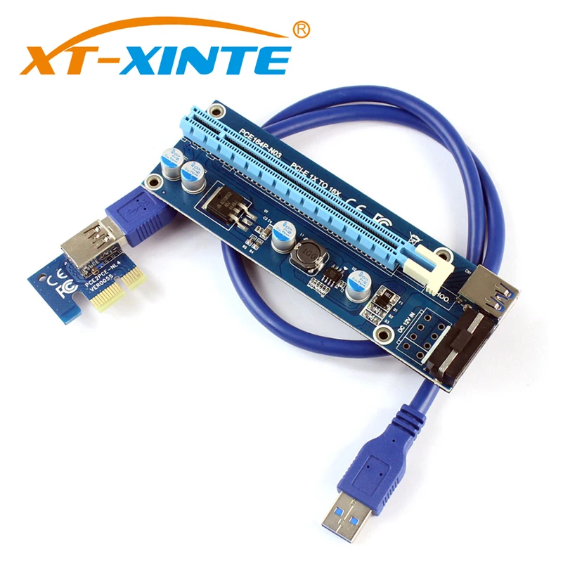 XT-XINTE PCIE 1X to 16X Graphics Extension Cable for MOLEX DC-DC Single Power Supply Adapter Card for ETH Bitcoin Mining Device