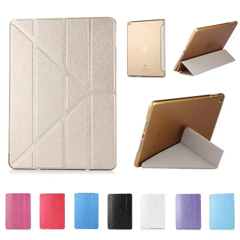 

Slim Leather Transformer Front Smart Cover Case and PC Crystal Clear Hard Back Case for ipad2/3/4