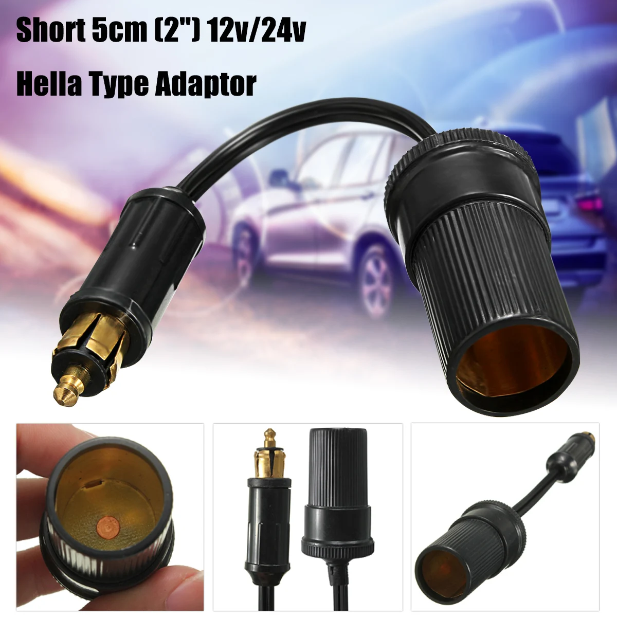 

Hot Selling 12/24V Black Short Socket Adaptor Converter Cigarette Lighter Plug 8CM Cable For BMW