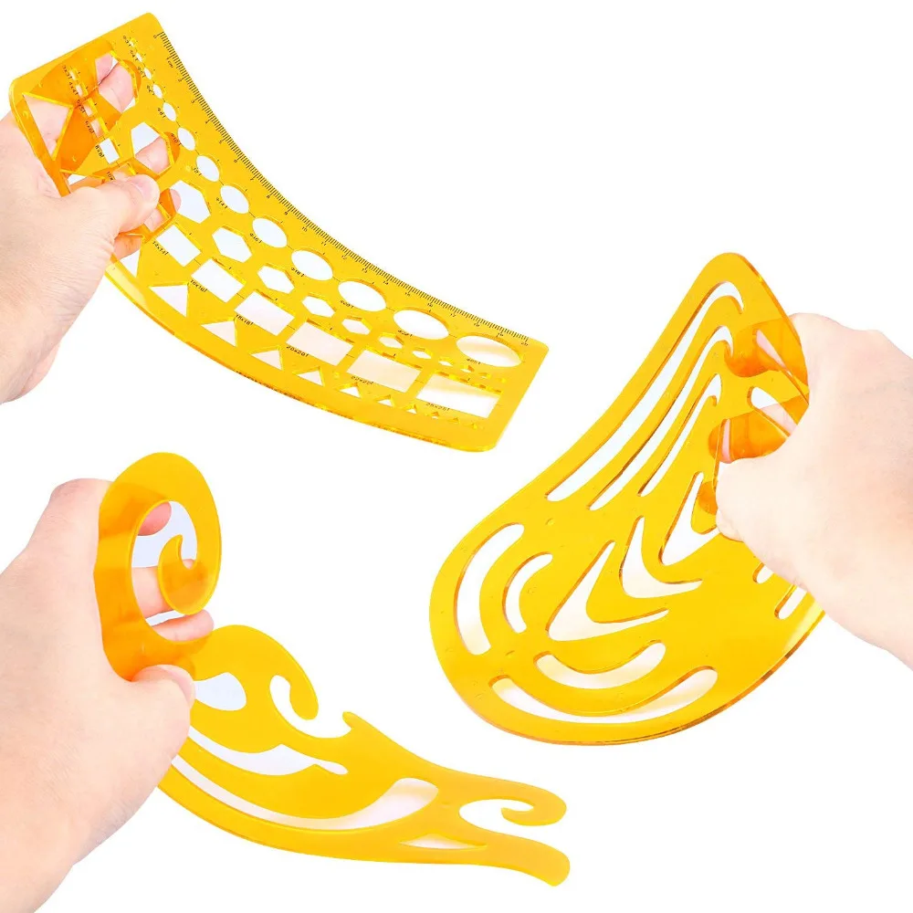 4 PCS Circle Radius Master Drawing Arc Template Stencil, French Curve Template for All Purposes, Bendable Curve Ruler