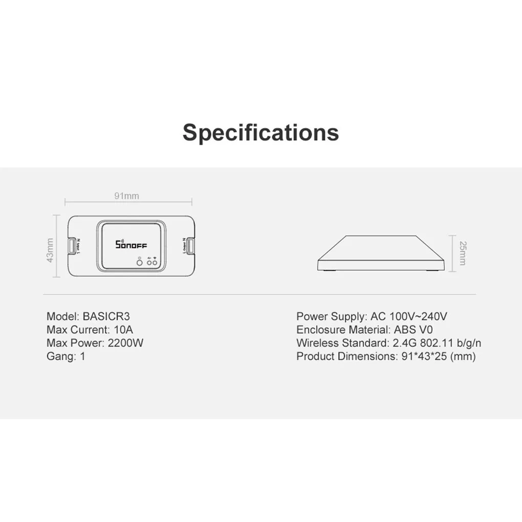 SONOFF BASICR3 wifi DIY умный переключатель светильник таймер Поддержка app/Voice/LAN пульт дистанционного управления mart Переключатель ВКЛ/ВЫКЛ