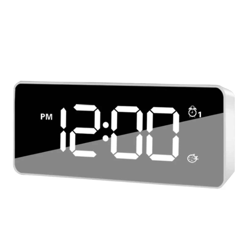 

XNCN LED Display Digital Mirror Alarm Clock Multifunction USB Alarm Clock 25 music with Snooze Mode Sound Control Backlight