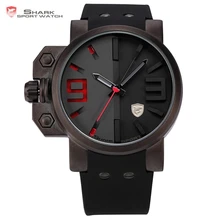 Salmon SHARK Sport Watch Luxury Brand 3D Red Dial Analog Silicone Band Mens Army Military Quartz Clock Relogio Masculino /SH172