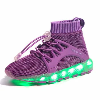 

27-34 Size USB Charging Basket Led Children Shoes With Light Up Kids Casual Boys&Girls Luminous Sneakers Glowing Shoe Pink Blue